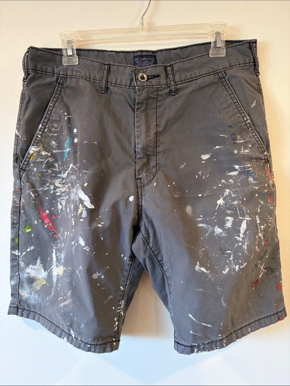 Levi's Gray Paint-Splatter Flat-Front Chino Shorts